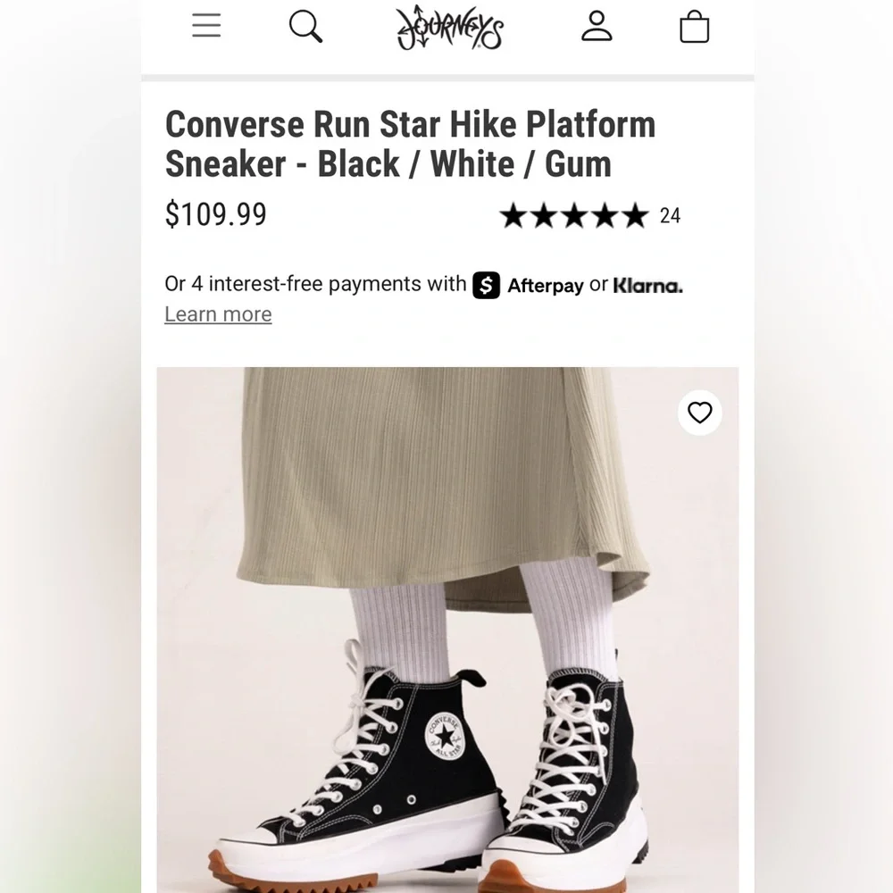 Black and White Converse High-Top Run Star Hike Sneakers- Like New - Picture 3 of 13